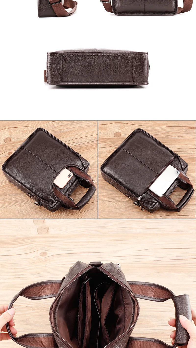 Business Briefcase Shoulder Messenger Bags Men's Genuine Leather 10-inch Laptop Bag's Men's Briefcase Office Business Handbag