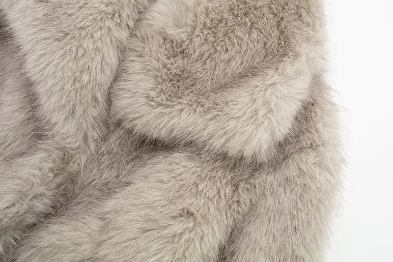 Autumn Winter New Women's Fur Coat Turndown Collar Long Sleeve Warm Outerwear Fashion Casual Plush Parka