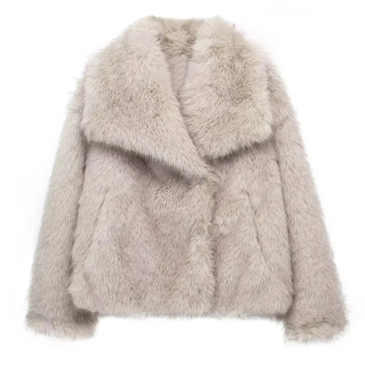 HH 2025 Winter Coats For Women New Artificial Fur Effect Loose Cropped Coat Female Versatile Streetwear Women's Cardigan