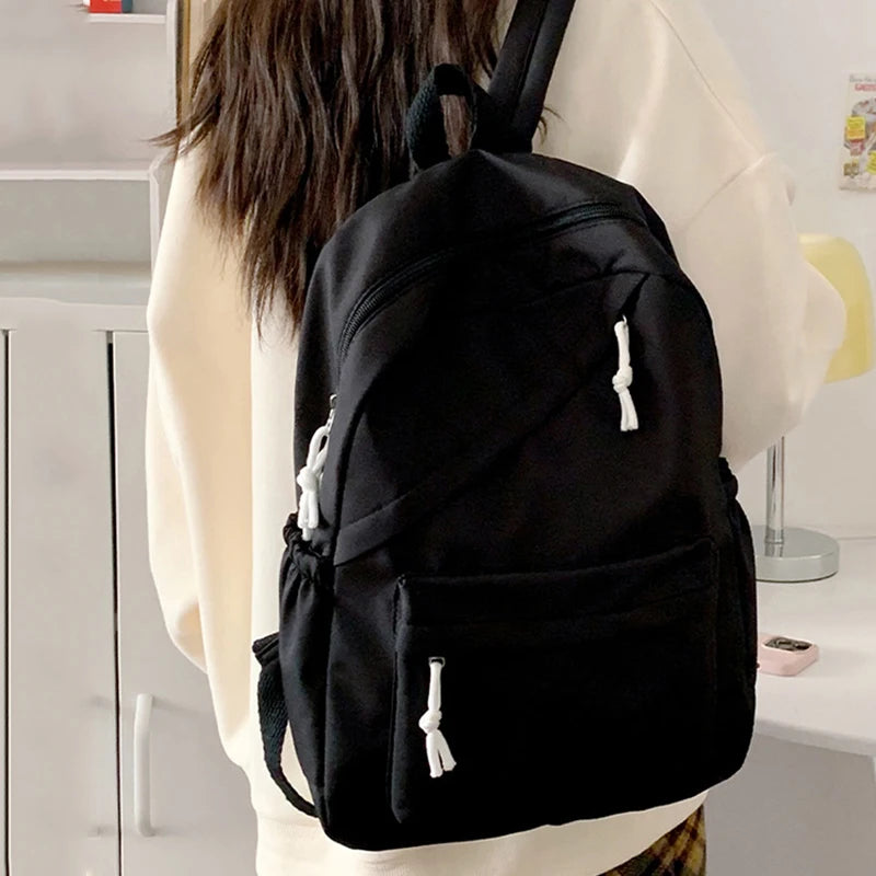 School Large Capcity Nylon Solid Color Backpack Handbag Pencil Case Casual Fashion Shoulder Bag For Women