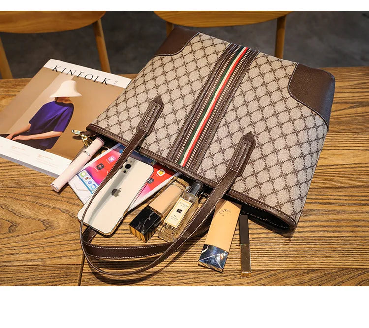 New Fashion Women's Tote Bag Trend Brand Retro Printed Shoulder Bag Large Capacity Elegant Commuter Bag Designer Luxury Handbag