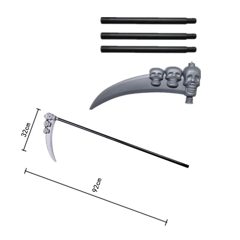 Scary Halloween Costumes for  - Red-eyed Reaperwith Hood and Scythe Easter Cape with Scythe and Glowing Glasses