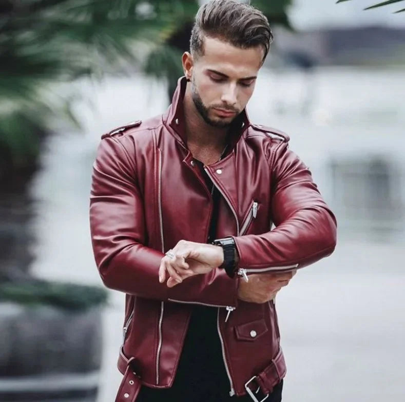 New Men's Autumn Winter Fashion PU Leather Jackets Plus Size 4XL 5XL Slim Leather Jackets Male Jackets for Men Coats Clothing