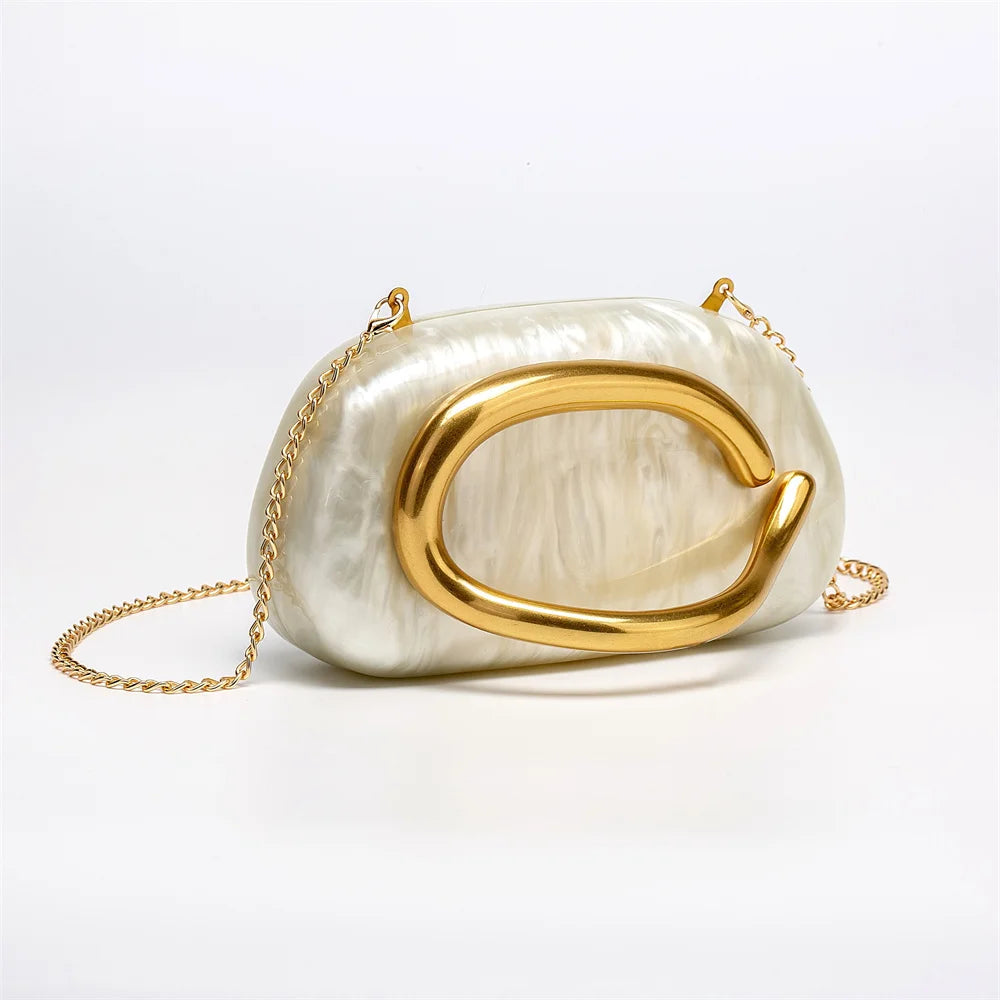 Women Big Brass Metal Name Acrylic Box Clutch Evening Bags Bridal Wedding Purses And Handbags Beach Gift Luxury Designer Purse