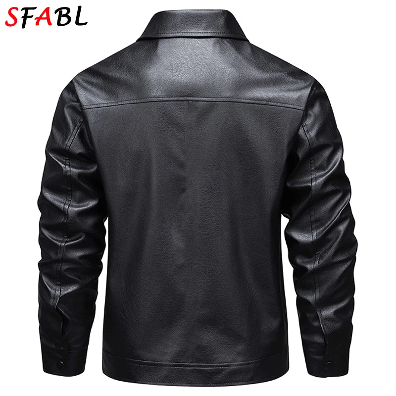 New Classic Motorcycle Men's Leather Jacket PU Leather Coat Men Windbreak Biker Leather Jacket Men Autumn Winter Outerwear 3XL