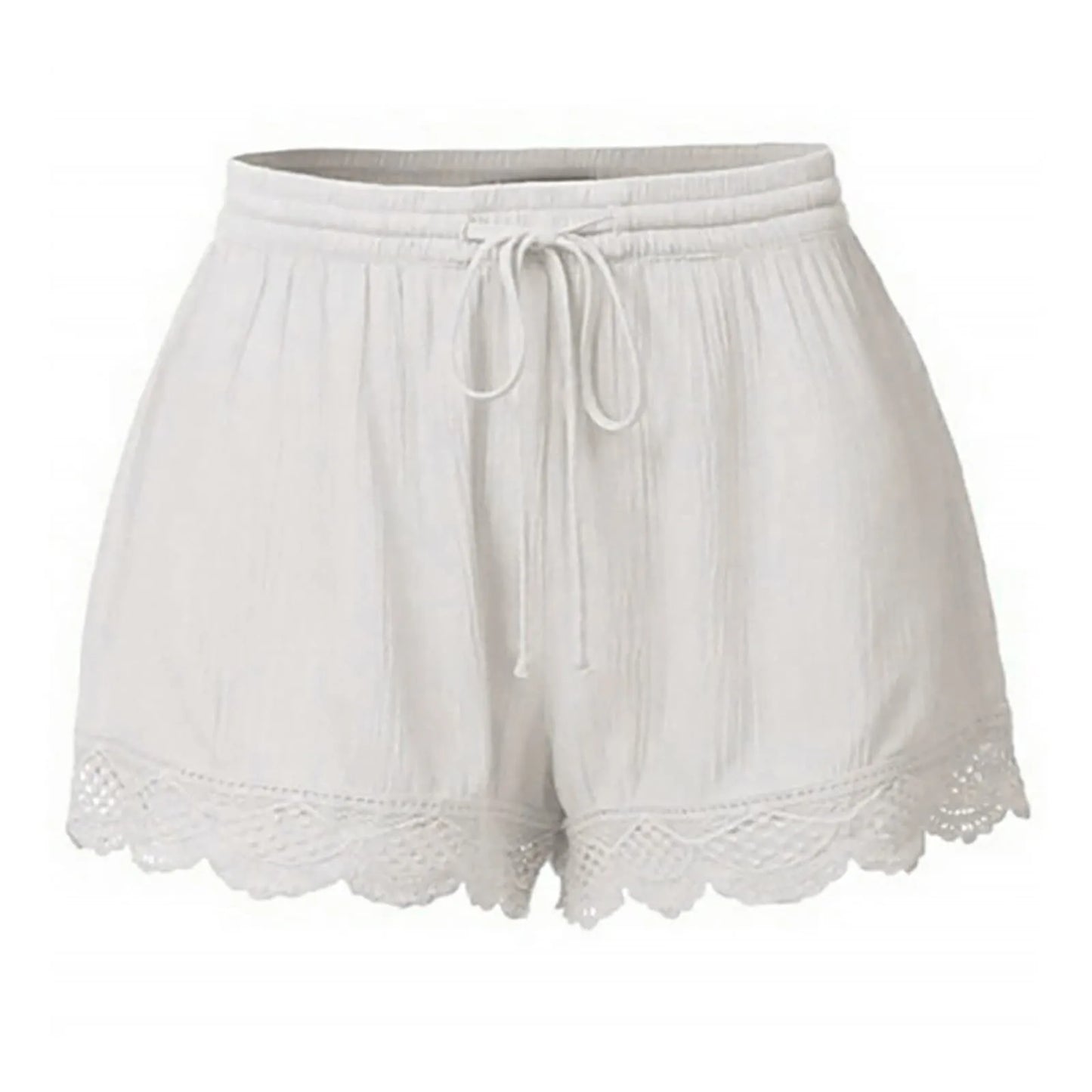 Shorts For Women Ruffle Hem Casual Shorts Plus Size Drawstring  Lace Shorts
