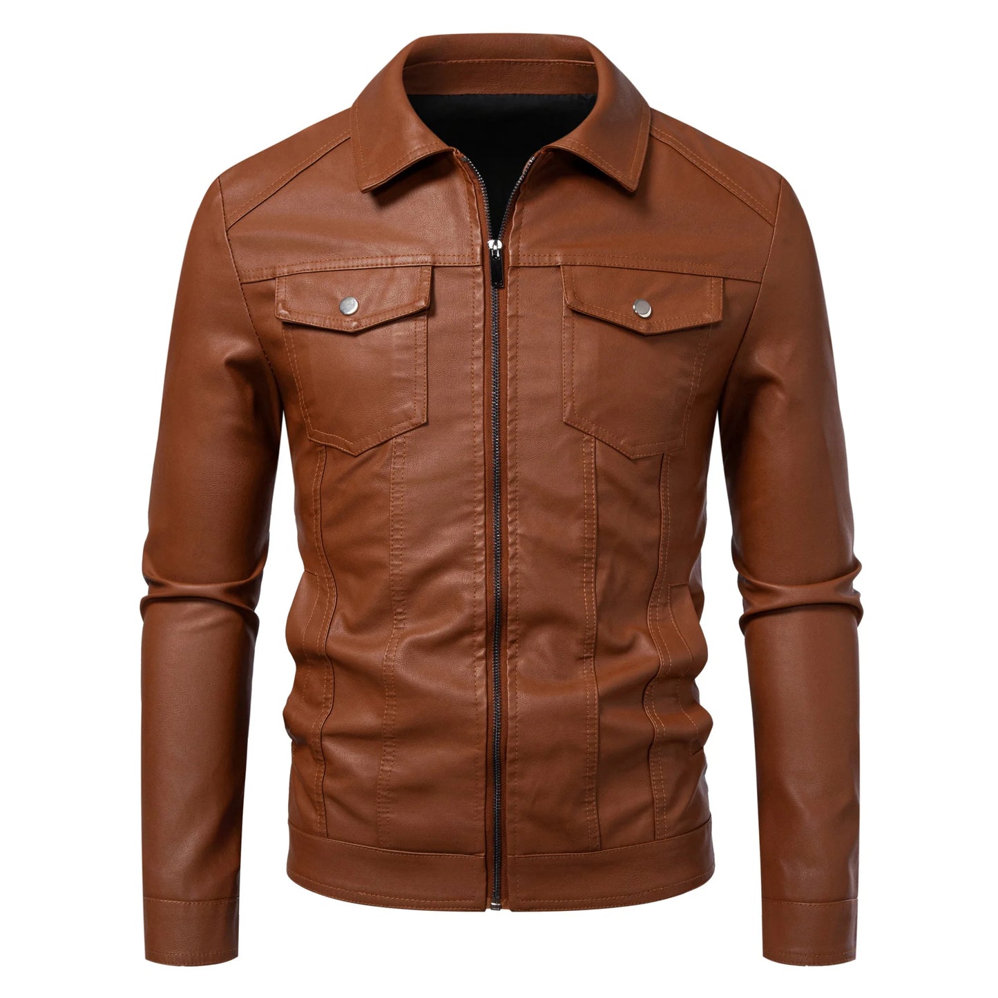 Minglu Hooed Black Pu Mens Leather Jacket Spring Autumn Long Sleeve Slim Fit Solid Color Faux Leather Zipper Male Coats 5XL