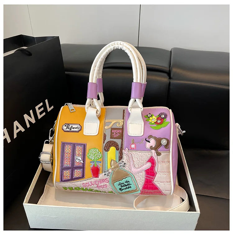 Design Patchwork Zipper 2026 Hot Sale Women's Bags Retro High Quality Women's Bags PU New Personality Stylish Shoulder Bags