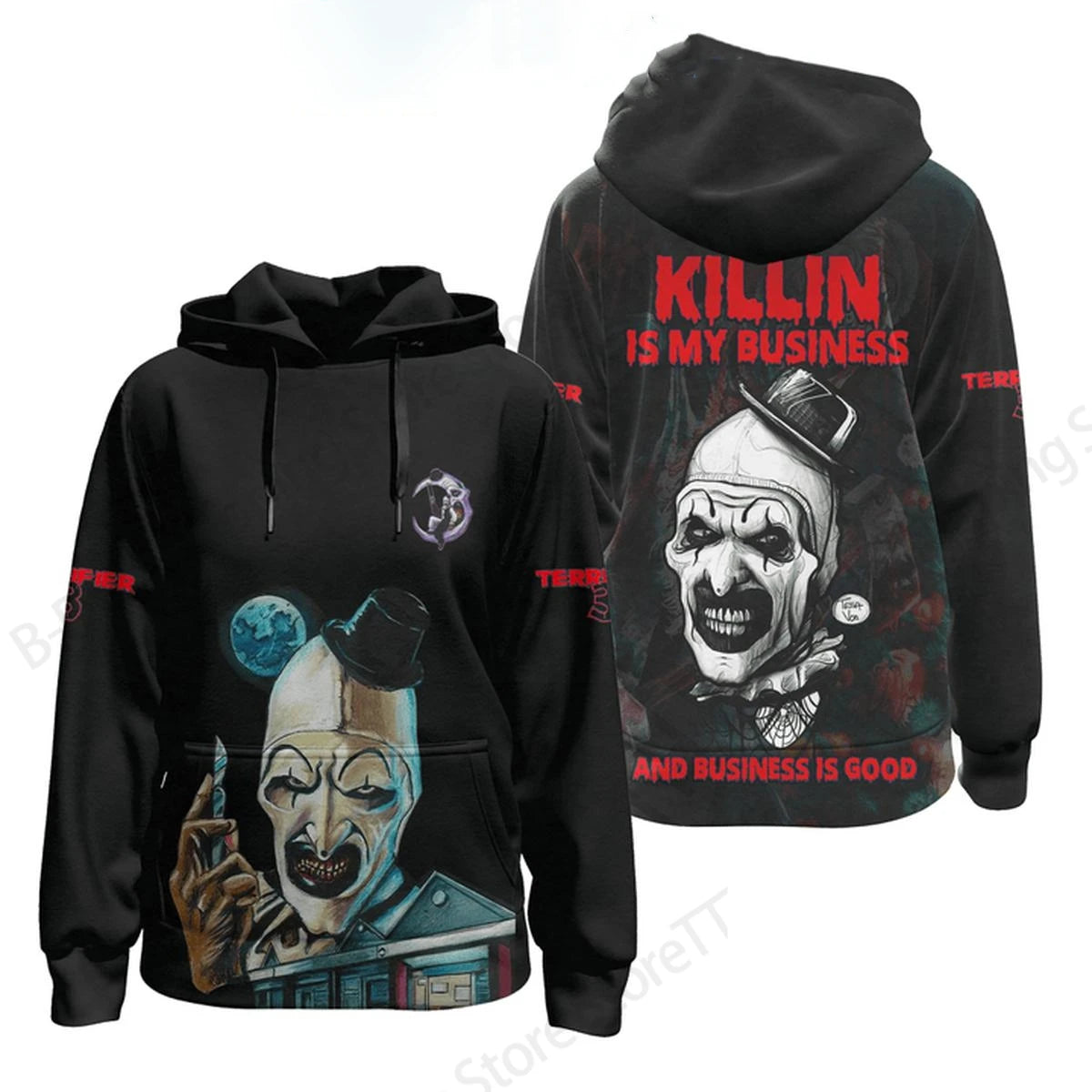 Horror Movie Terrifier Killer 3d Print Hoodie Men Women Fashion Long Sleeve Hoodies Halloween Coat Men Sweatshirt Winter Clothes