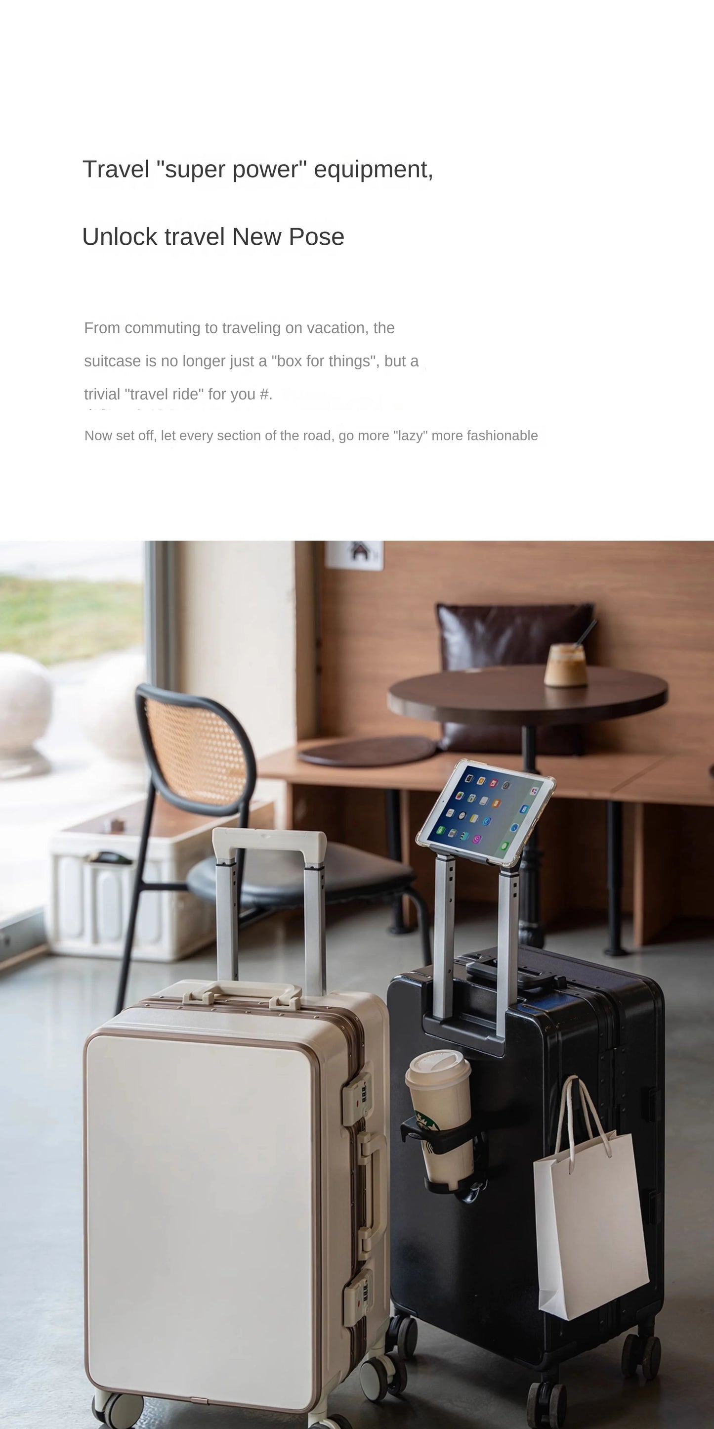 Gilding Aluminum Frame Suitcase Thickened PC Multifunctional 20 inch Boarding box Morandi Color Series 24/ 26 inch Trolley Case