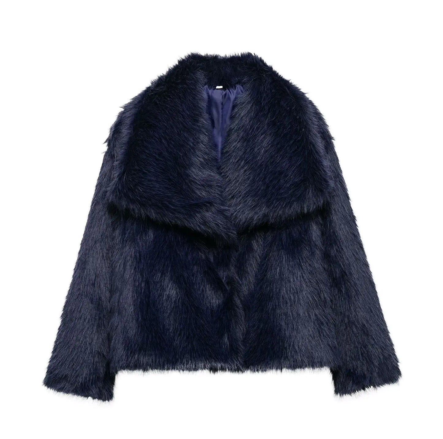 HH 2025 Winter Coats For Women New Artificial Fur Effect Loose Cropped Coat Female Versatile Streetwear Women's Cardigan