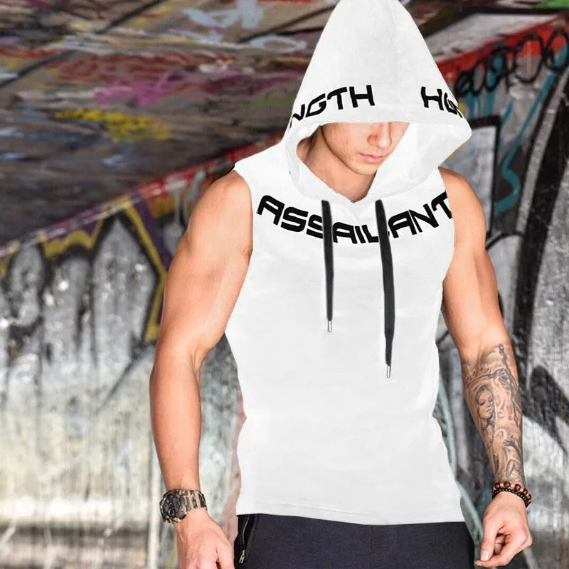 Men Tank Tops Gym Clothing Fitness Sleeveless Hoodies Vests Cotton Singlets Men Joggers Vest Bodybuilding Casual Clothing