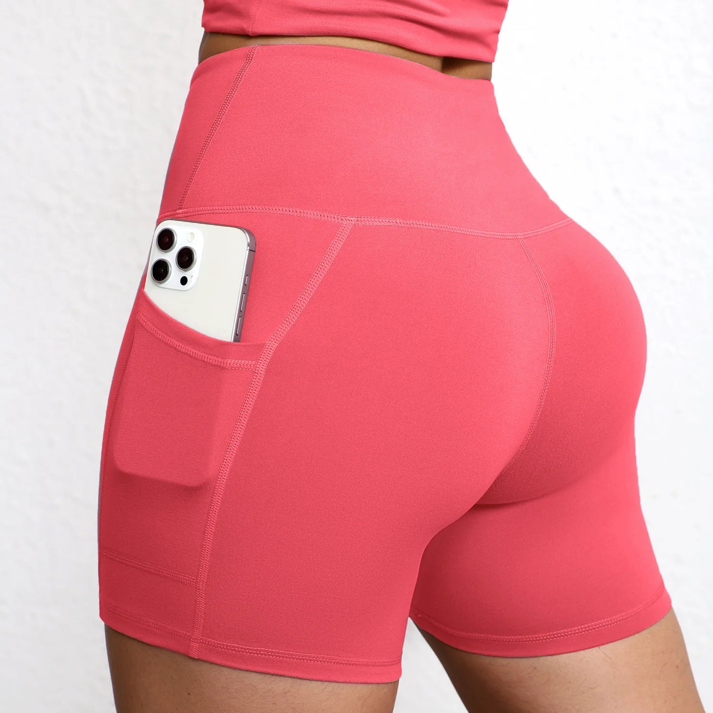 Summer Soft Yoga Shorts With Pocket Buttock Lift Gym Leggings Women High Waist Sports Shorts Women Running Workout Shorts