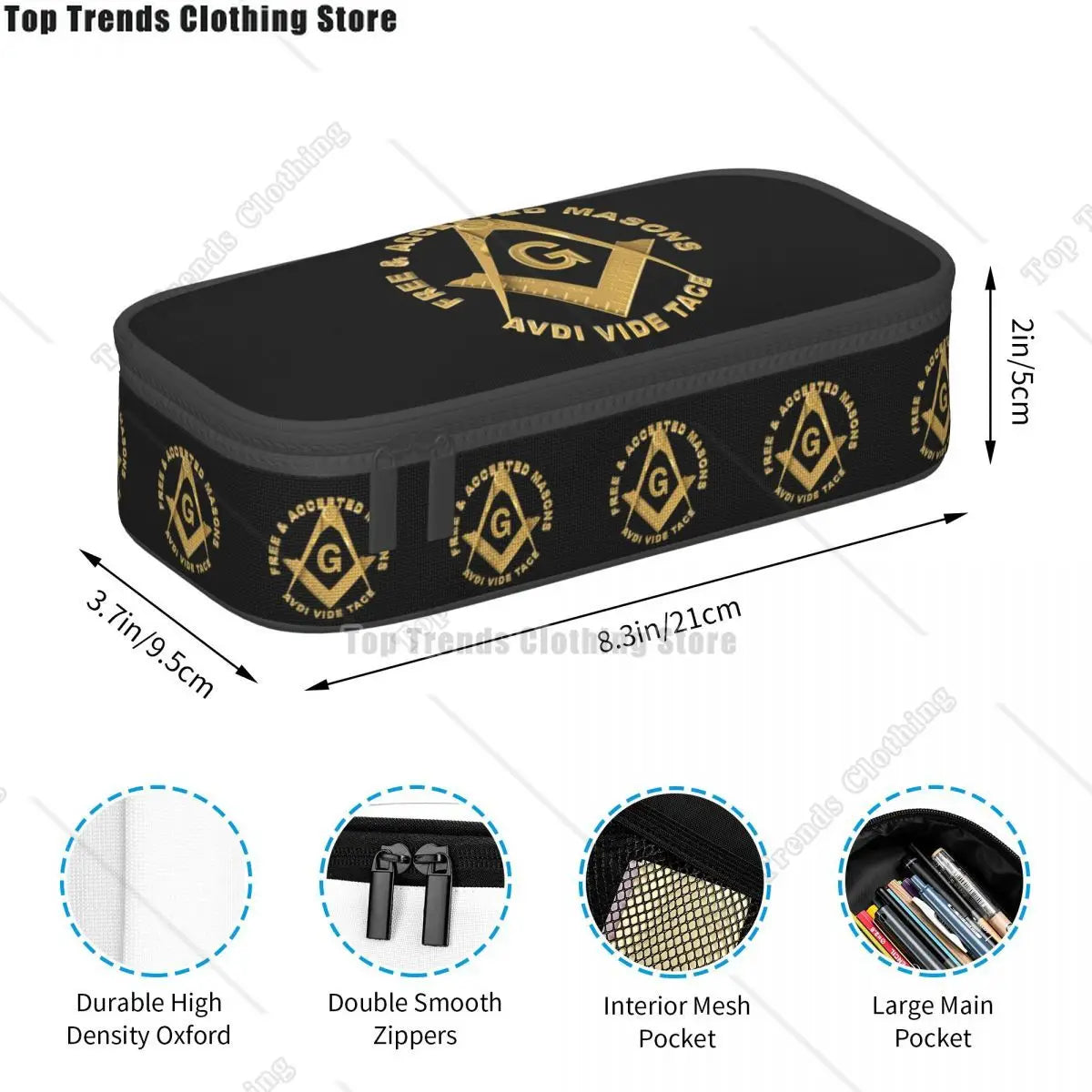 Kawaii Masons Masonic Freemason Pencil Cases for Girl Boy Big Capacity Mason Freemasonry Pencil Pouch Stationery