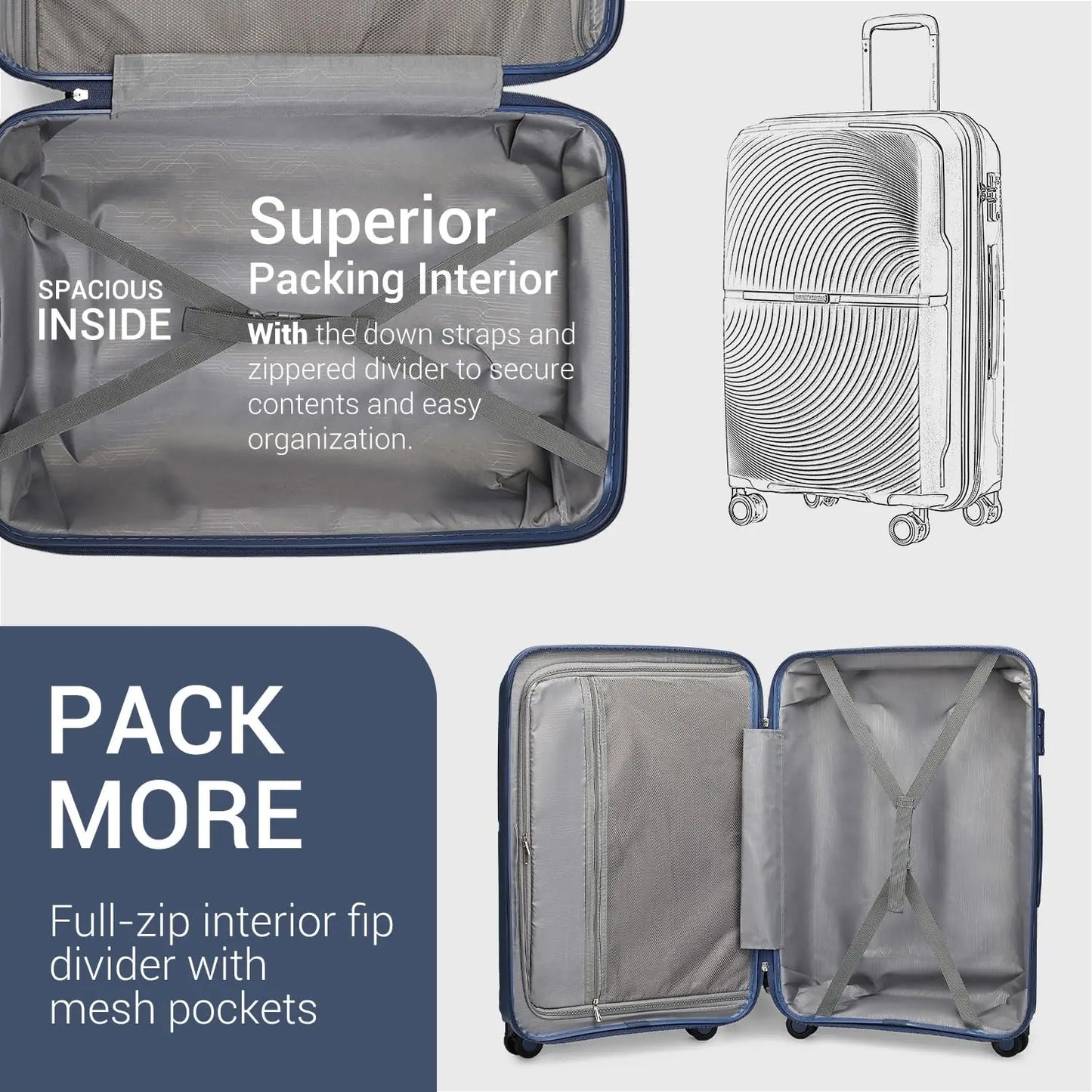 British Traveler Hare Suitcase 4 Spinner wheels TSA Lock Telescopic Handle PP hand luggage Rolling Case suitcase