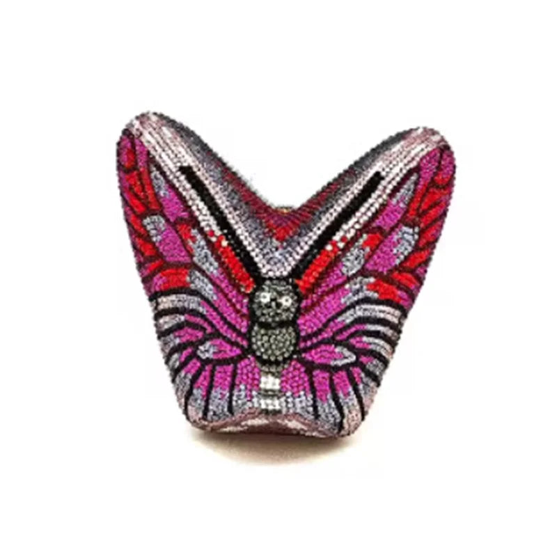 XIYUAN Butterfly Shaped Crystal Evening Bags Women Sparkling Rhinestone Clutch Purse Wedding Party Bridal Handbag Black Diamonds