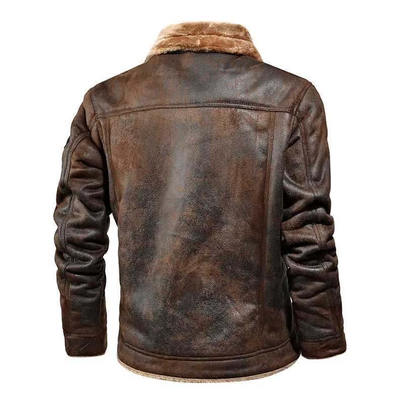 High Quality Leather Jackets Casual Man Winter Fleece Motorcycle Faux Leather Jacket Male Anti-wind Lapel Zipper Jackets Men