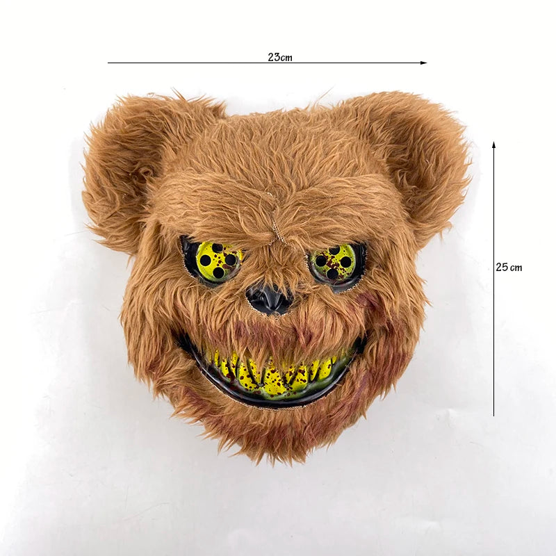 Novelty LED Bloody Furry Bunny Rabbit Bear Mask Realistic Scary Horror Killer Adult Masquerade Cosplay Costume Accessory
