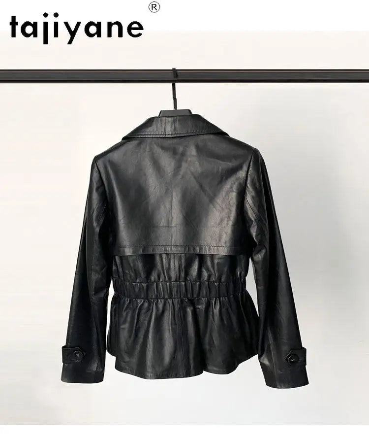 TAJIYANE Real Sheepskin Leather Jacket Woman Short Elastic Waist Suit Jacket Fashion Belted Coat Autumn Women Clothing 2026 가죽자켓