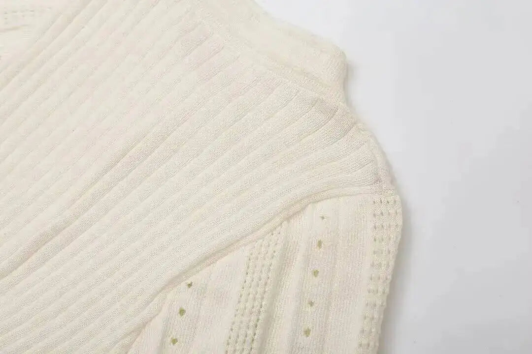 Elegant Knit Dress For Women White Slim O-neck Single Breasted Short Sleeve Long Dresses Female Spring Fashion Lady Robe T88X