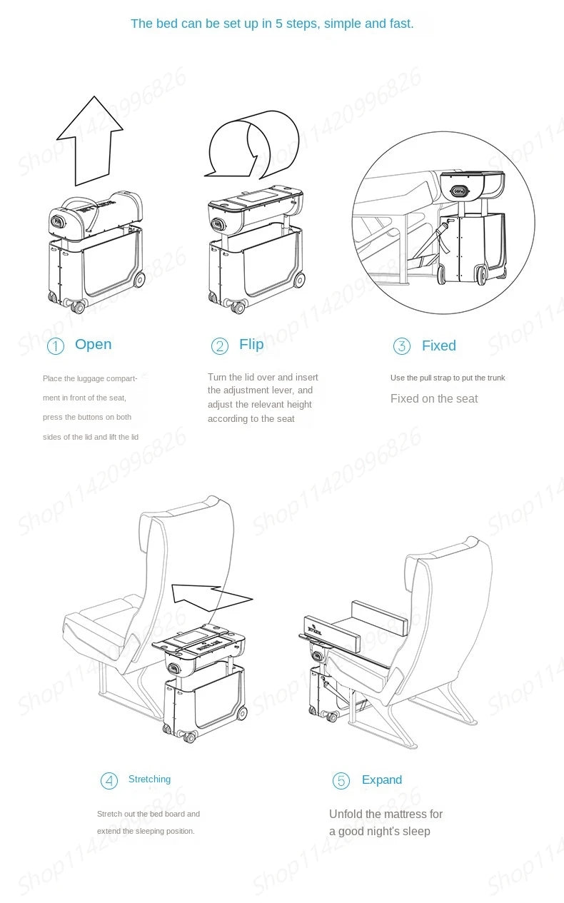 Children's Luggage Can Lie Down Can Sit Can Ride Multi Purpose Child Cabin Suitcase ABS Multifunctional Baby Traveller's Bed