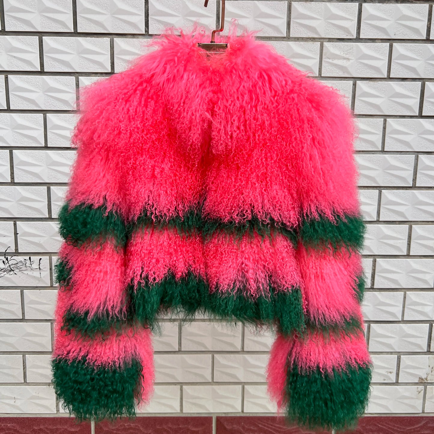 Aulande New Women Winter 100% Real Fur Mongolian Sheepskin Coats Short  40 CM Standing Coller Fashion High Quality Sheep Jacket