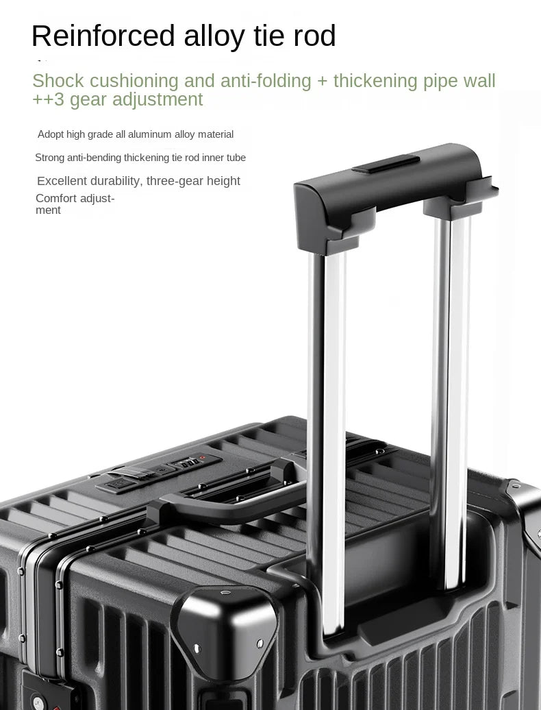 Front Opening Suitcase 20 inch Boarding Box Trolley Case 28/30 inch Luggage Large Capacity Aluminium Frame Suitcase Password Box