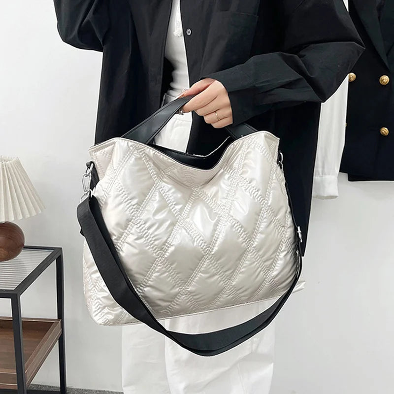 Simple Versatile Diamond Large Capacity Retro Handbag Women's Casual Soft Handle Crossbody Shoulder Bags