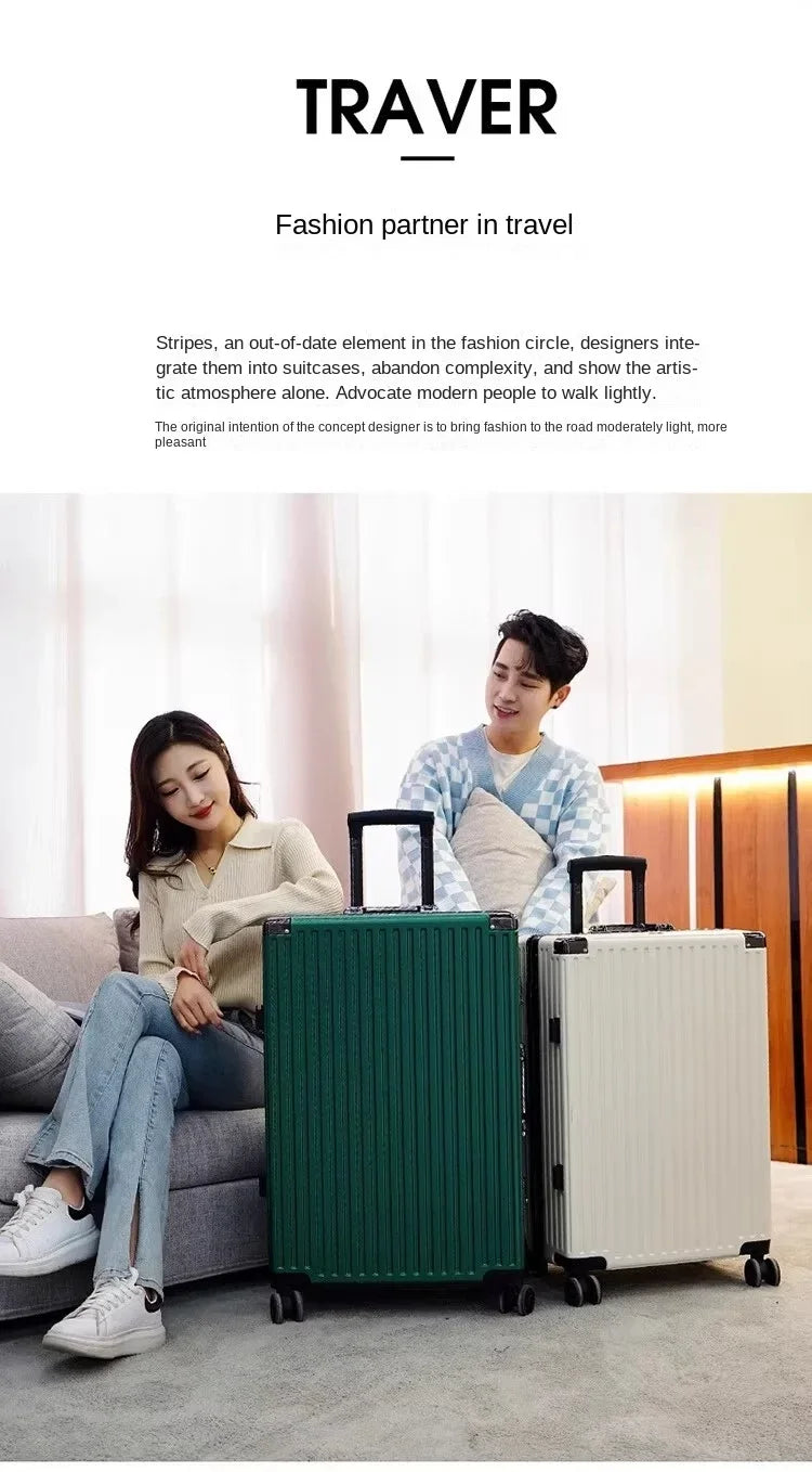 Aluminium Frame Suitcase Large-capacity Trolley Case Strong and Durable Password Cabin Bag Thickened PC suitcase 20/22/24/26/28