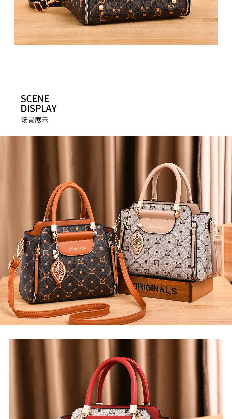 Fashionable Printed Women'S Handbag New High-Capacity Shoulder Bag Classic Retro Diagonal Cross Bag Urban Commuting Tote Bag