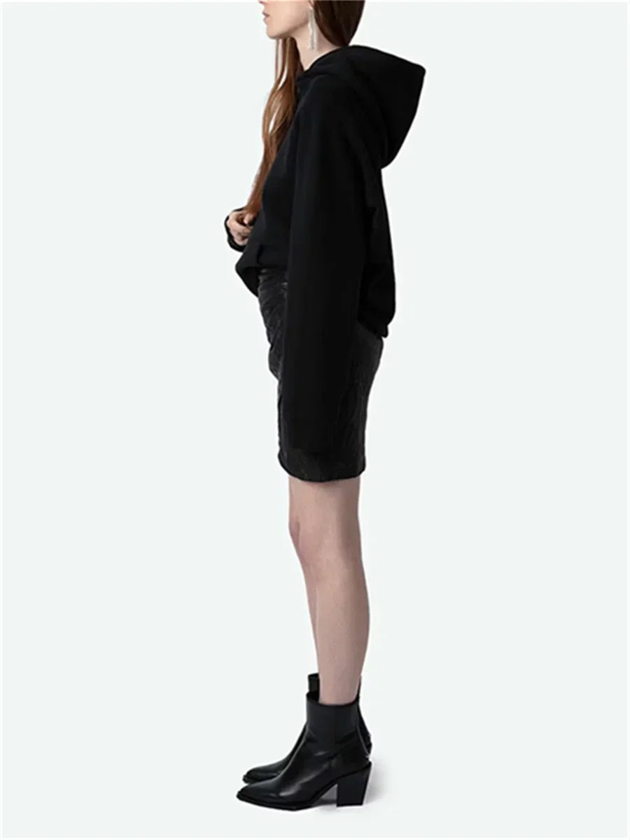 Women Solid Color Warm Hoodies Wings Hot Diamond Fashion Plush Pullover Tops Fashion New