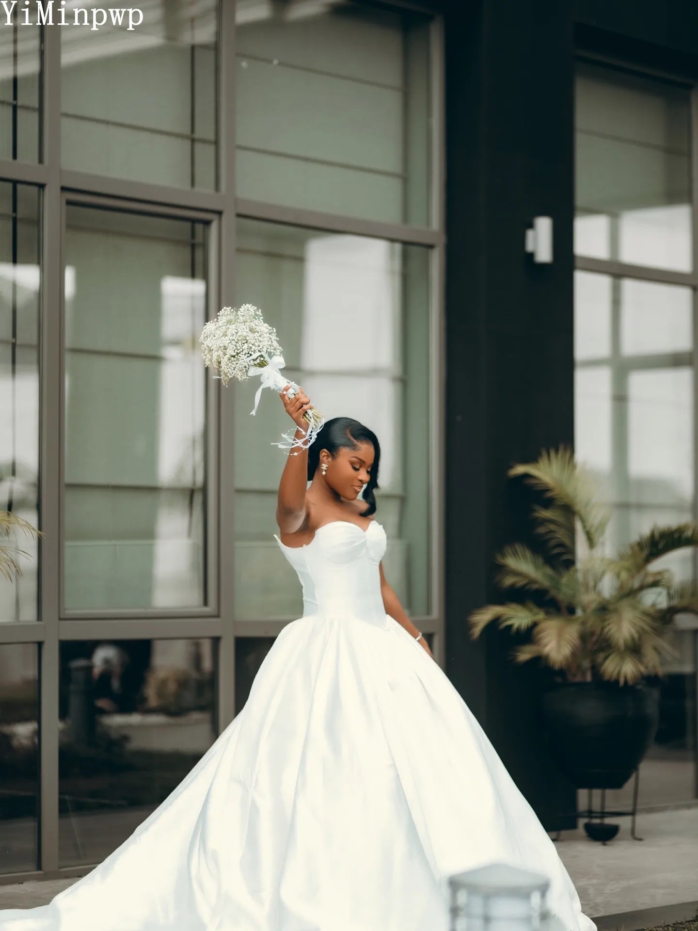 Simple White Wedding Dresses for Bride Sweetheart Drop-Waistline Corset Satin Summer Africa Bridal Ceremony Gown Customized
