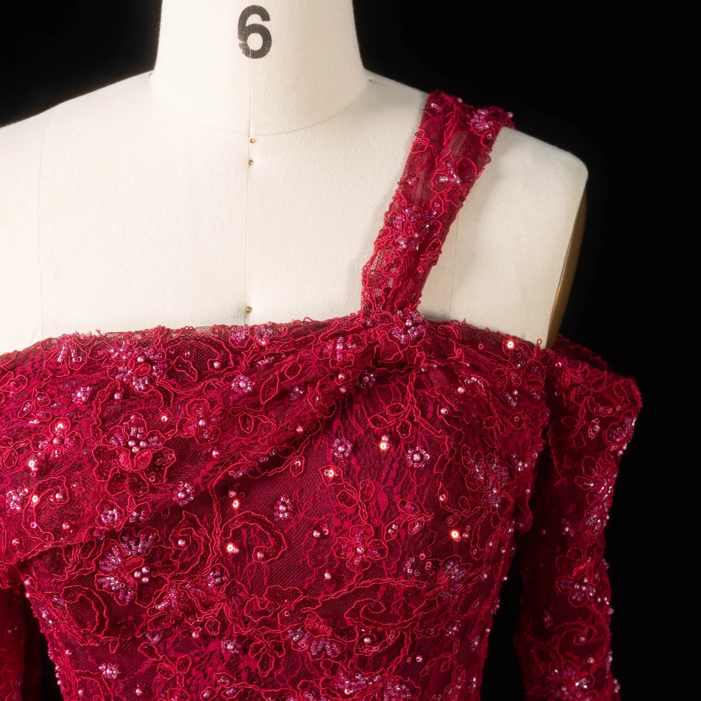 Sharon Said Dubai Elegant Wine Red Mermaid Evening Dress with Heavy Floral Beaded Women Wedding Formal Gown SF459 Customized