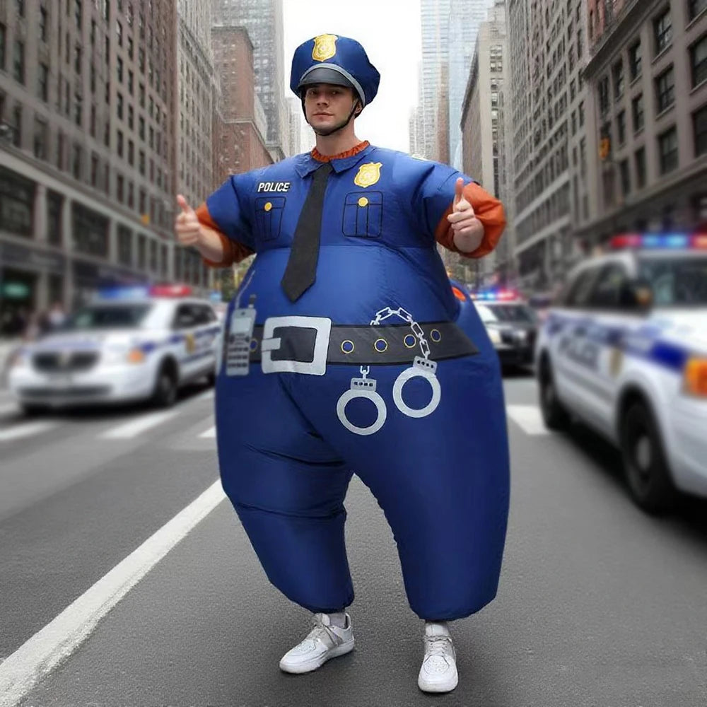Inflatable Police Costume Halloween Costume Adult Funny Police Blow up Costumes for Cosplay Party