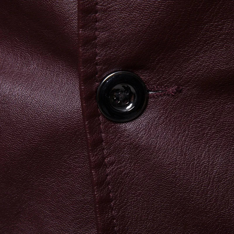 Spring/Autumn Leather Jacket - Plus Size Men's Youth Suit Collar Business Casual Leather Jacket European Sizes XS-3XL