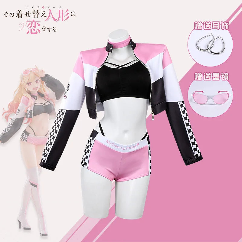 Marin Kitagawa Cosplay Costume My Dress Up Darling Race Suit Halloween Party Outfit for Women Anime Roleplay