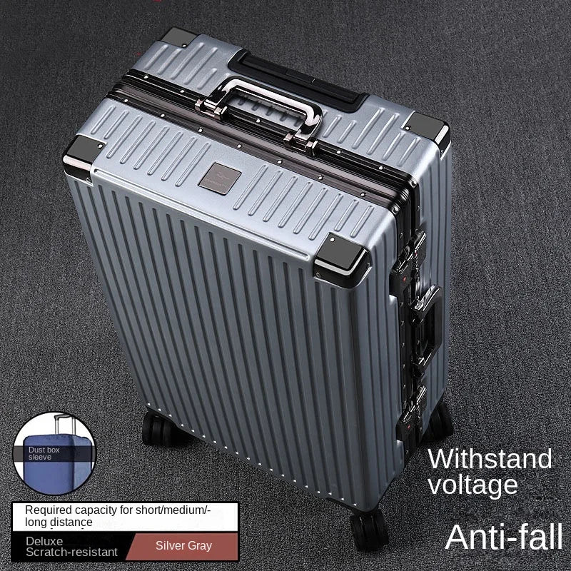 Aluminium Frame Suitcase Large-capacity Trolley Case Strong and Durable Password Cabin Bag Thickened PC suitcase 20/22/24/26/28