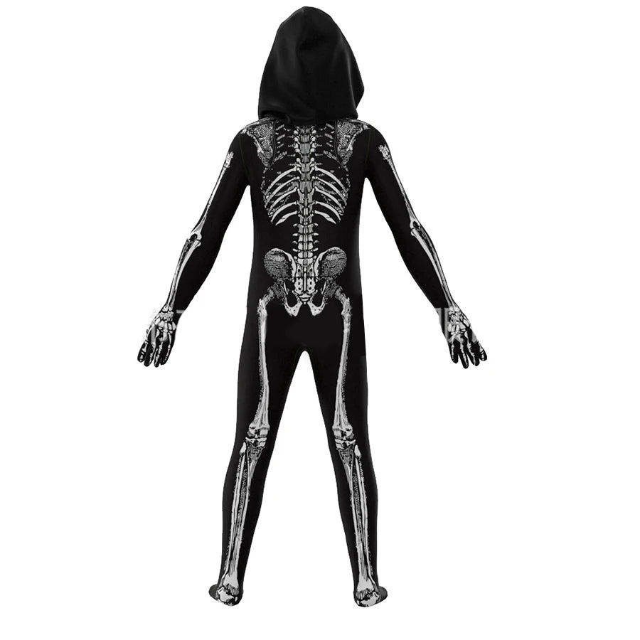 Halloween Costumes Ghost Skull Cosplay Jumpsuit for Kids Child Adults Scary Skeleton Bodysuit Halloween Mask Carnival Clothes