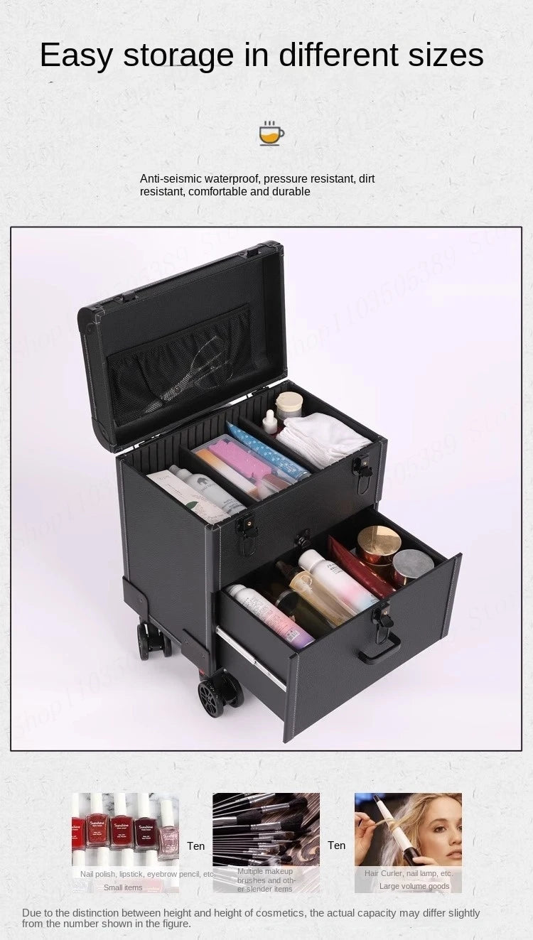 Embroidery Toolbox Beauty Nail Eyelashes Make-up Case Storage Mute Spinner Wheels Cosmetic Trolley Suitcase