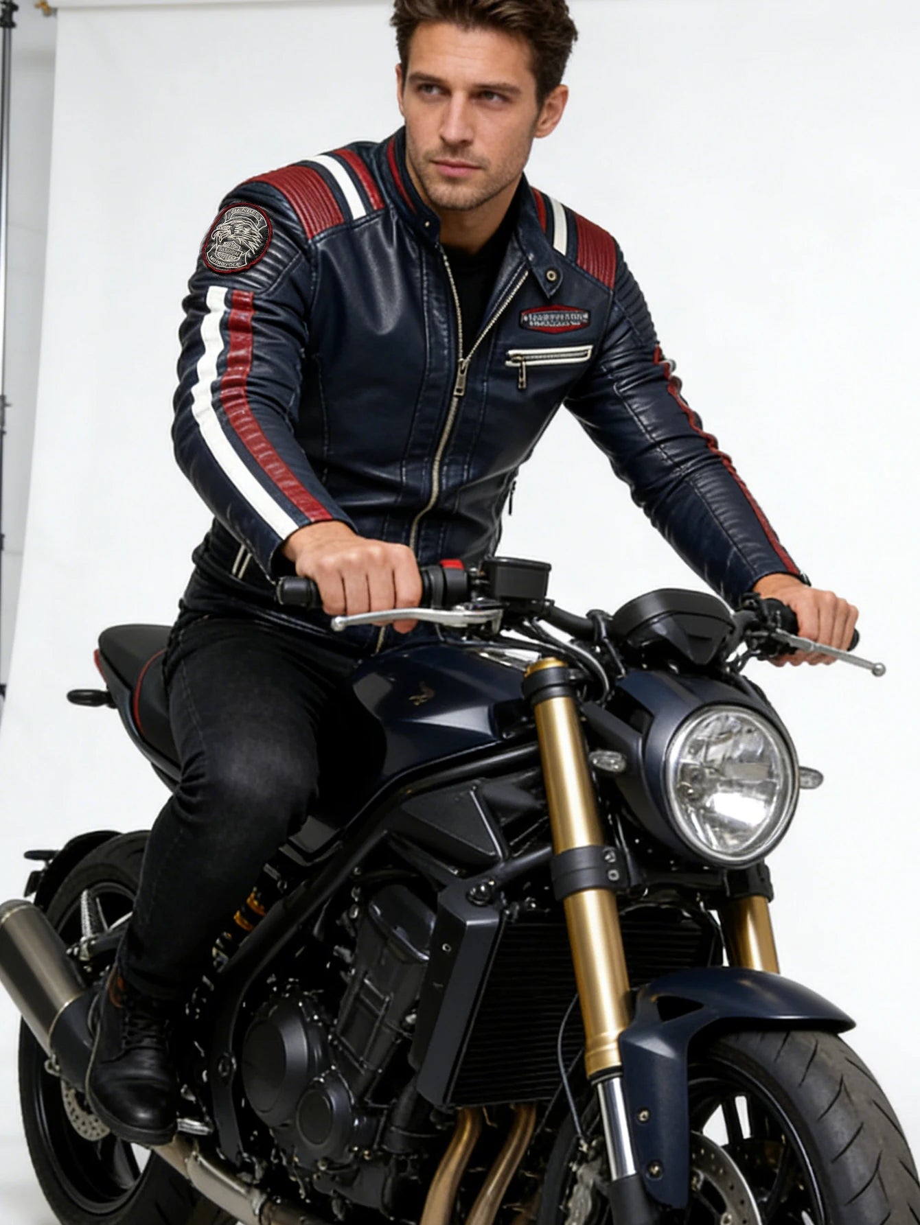 Men's Faux Leather Jacket Motorcycle Jacket Waterproof Windproof PU Moto Vintage Bomber Winter Jacket Men