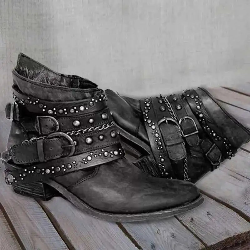Autumn and Winter Fashion Women's Boots New Platform Casual Leather Plus Size 43 Women's Boots Belt Buckle Boots Botas Femininas