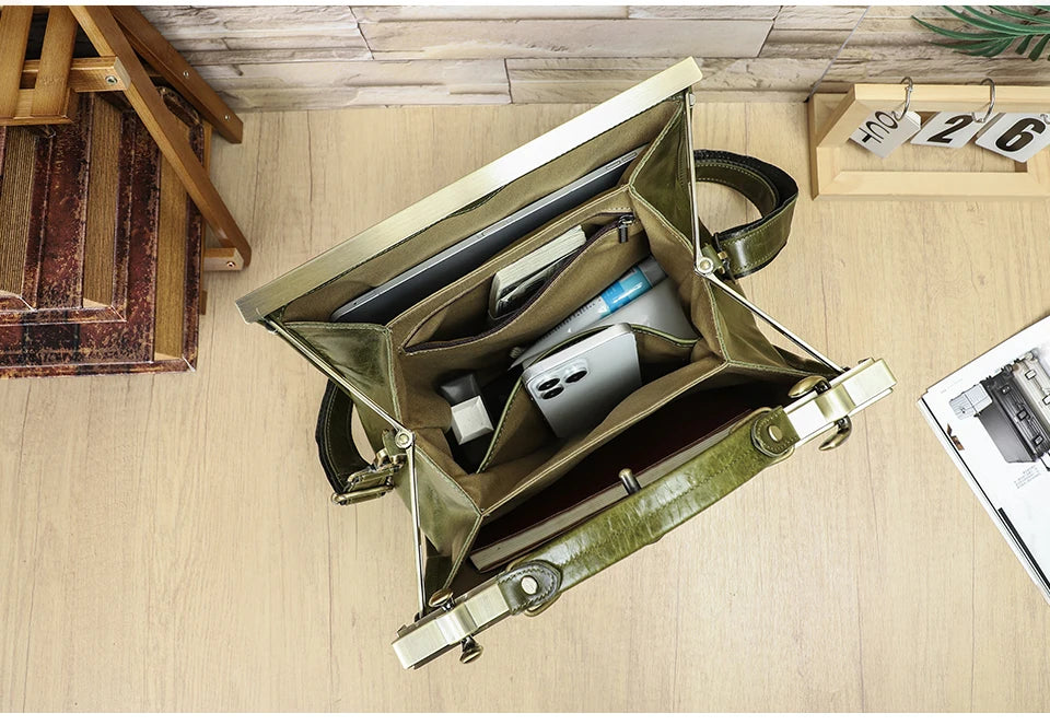 CONTACT'S Genuine Leather Top Handle Bags for Women Sling Shoulder Bags Tote Bag Handbags Metal Frame Female Bags Office Ladies