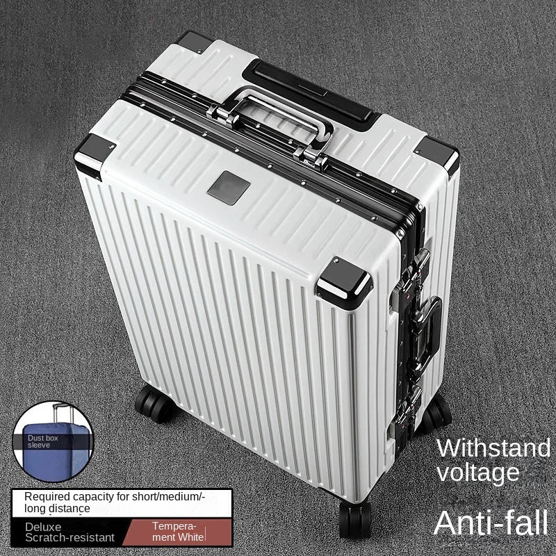 Aluminium Frame Suitcase Large-capacity Trolley Case Strong and Durable Password Cabin Bag Thickened PC suitcase 20/22/24/26/28