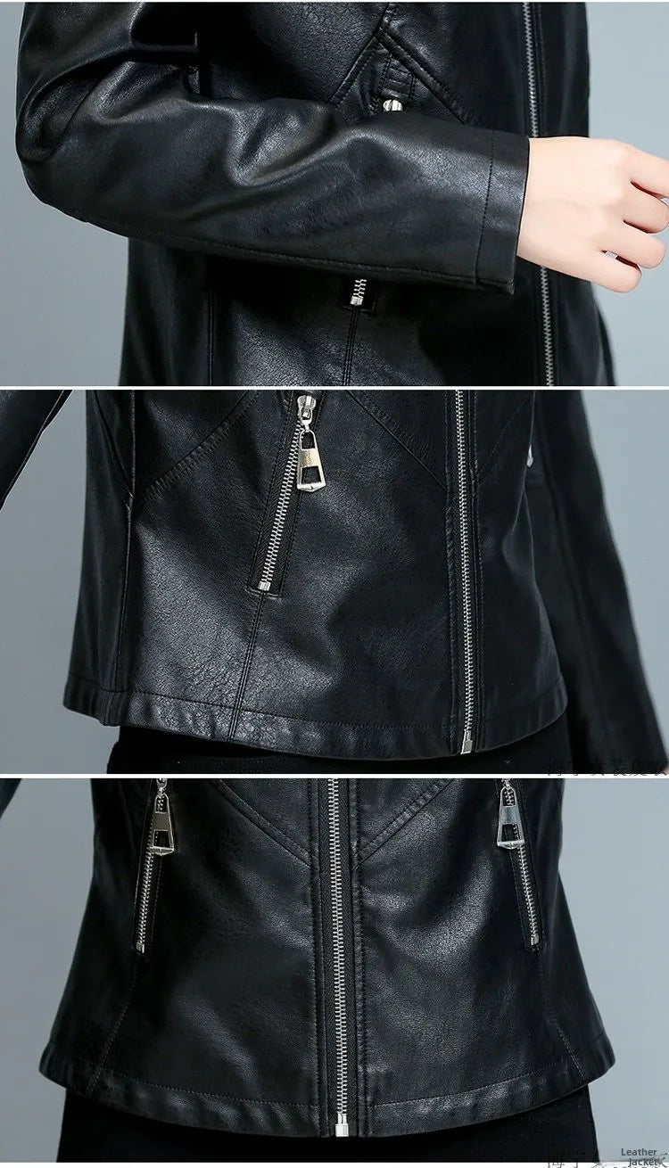 Real Leather Biker Jacket Women's Short Style 2026 Spring Autumn New Korean Version Slim Fit Stand Collar Miniature Coat