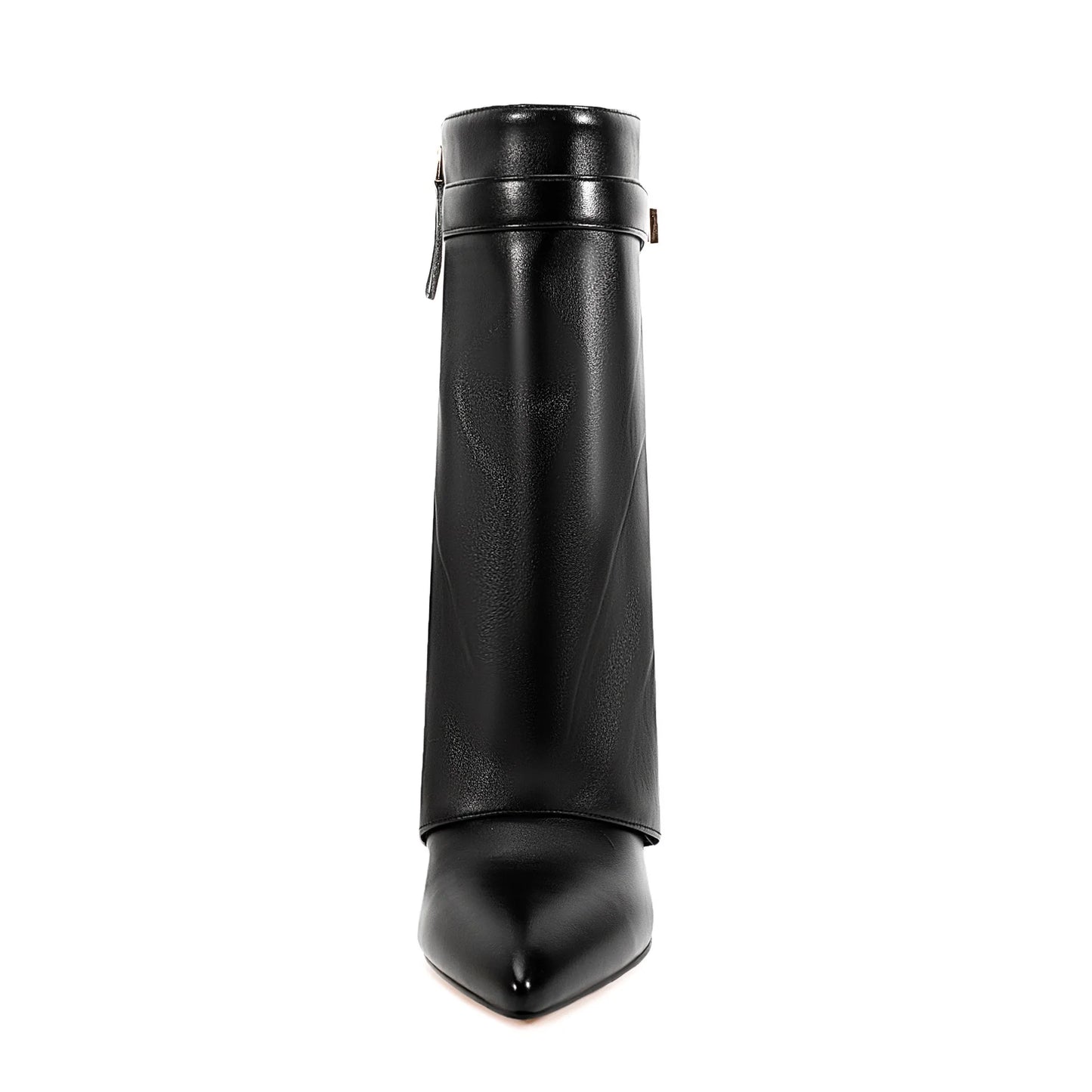 Autumn and Winter New Pointed Metal Buckle Knee High Women's Boots, Thick High-heeled Pants Boots, Fashionable Mid Leg Boots
