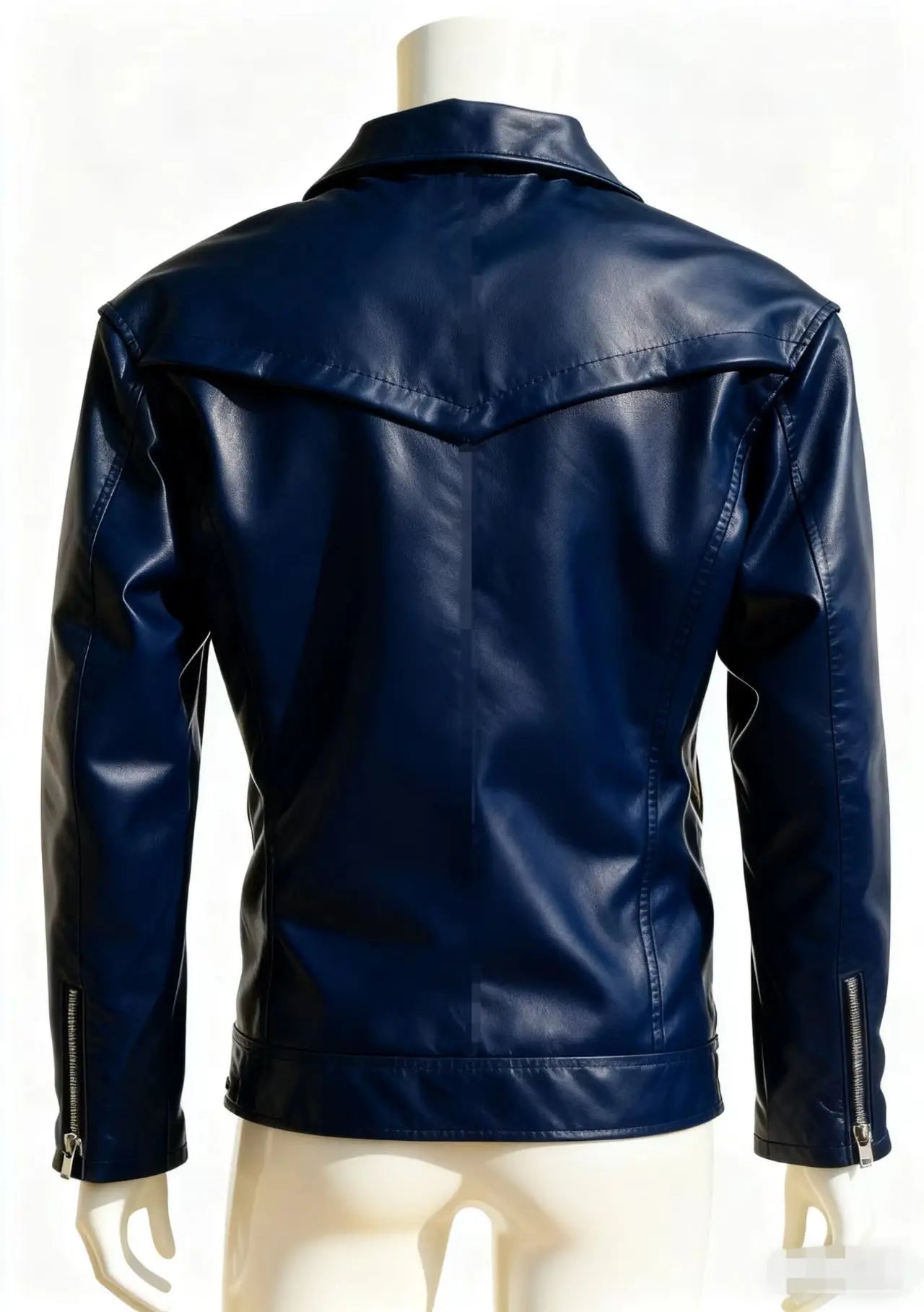 Winter and Autumn Men's Oversized Button-down PU Leather Coat with Multiple Zippers Polo Jacket, with Many Zippers