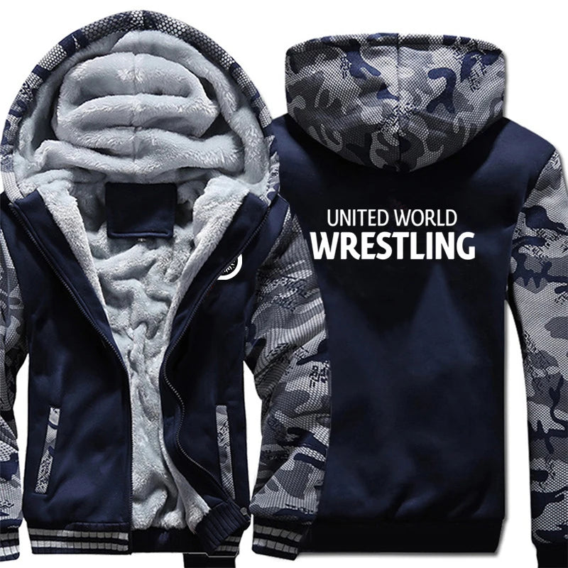 United World Wrestling UWW Men Hoodies Sweatshirts Autumn Winter Warmer Thicken Fleece Fashion Coats Harajuku Top