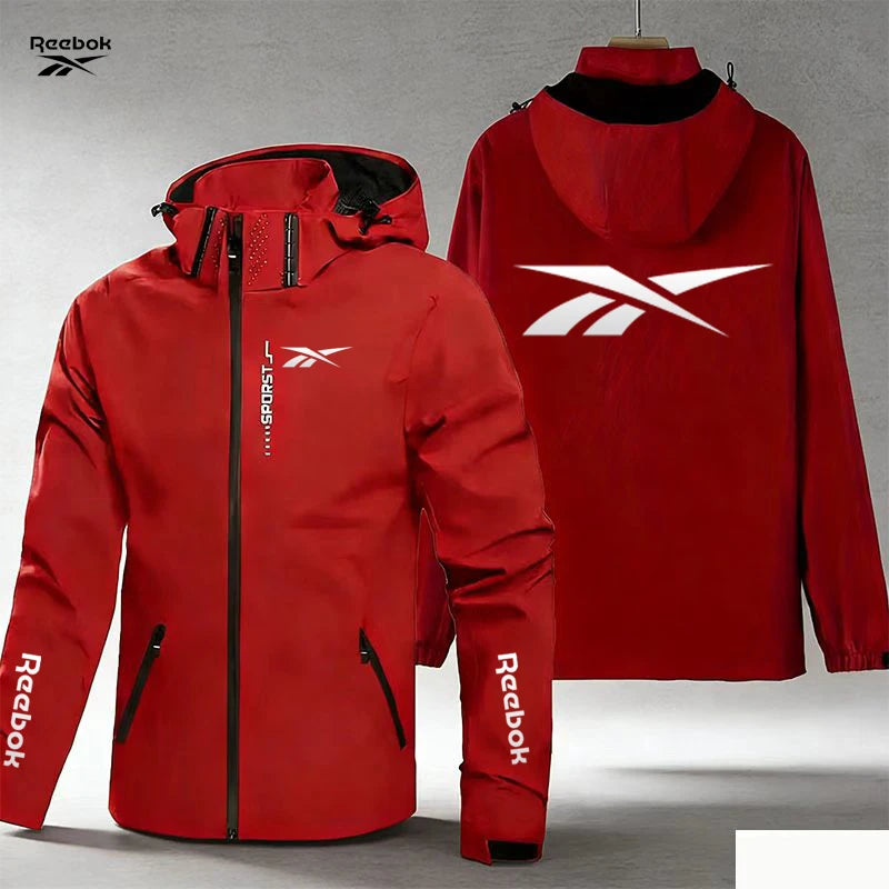 Reebok Motorcycle Jacket - Men's Hooded Windproof and Waterproof Jacket - Removable Hood Zipper - Suitable for Cycling, Mountain
