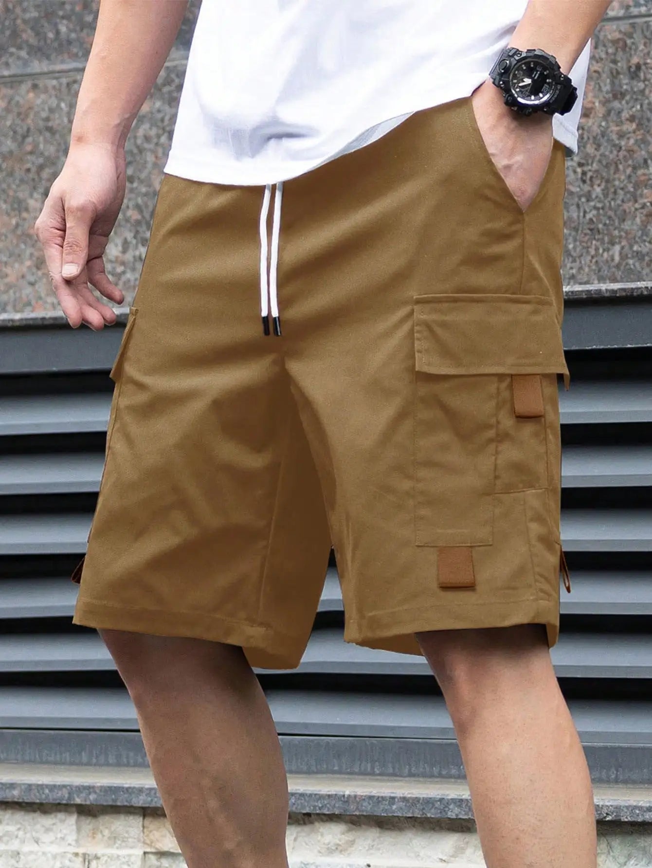 Men's Casual Drawstring Cargo Shorts For Daily Wear Street Fashion