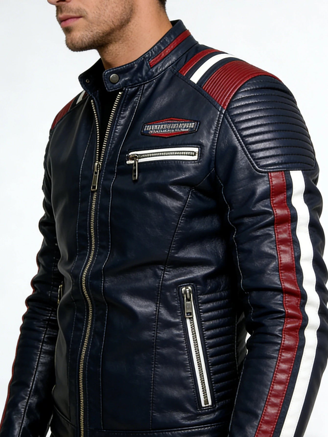 Men's Faux Leather Jacket Motorcycle Jacket Waterproof Windproof PU Moto Vintage Bomber Winter Jacket Men